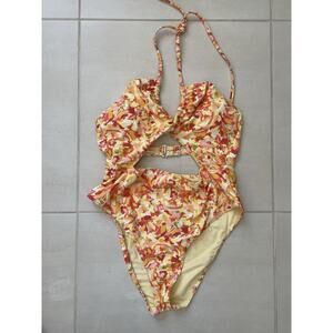 Cupshe Swim One Piece Swimsuit Cut Out Tropical Print Swimwear